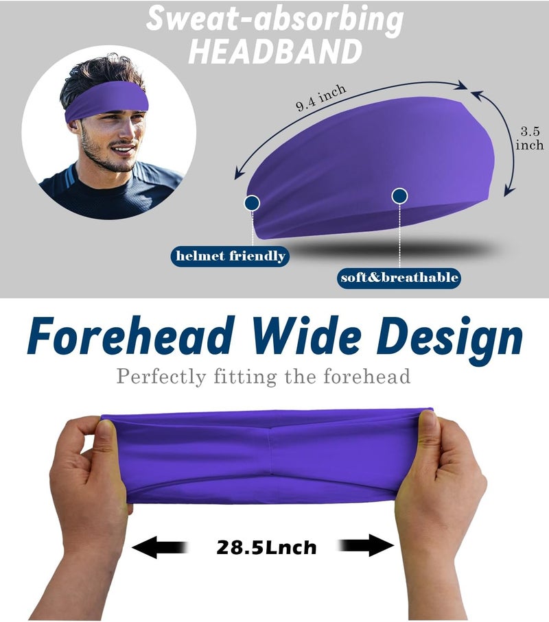 Supeniu Headband for Men & Women, Sweat Wicking Sports Sweatband Headbands, Workout Running Training Yoga Basketball Hairband - Image 4
